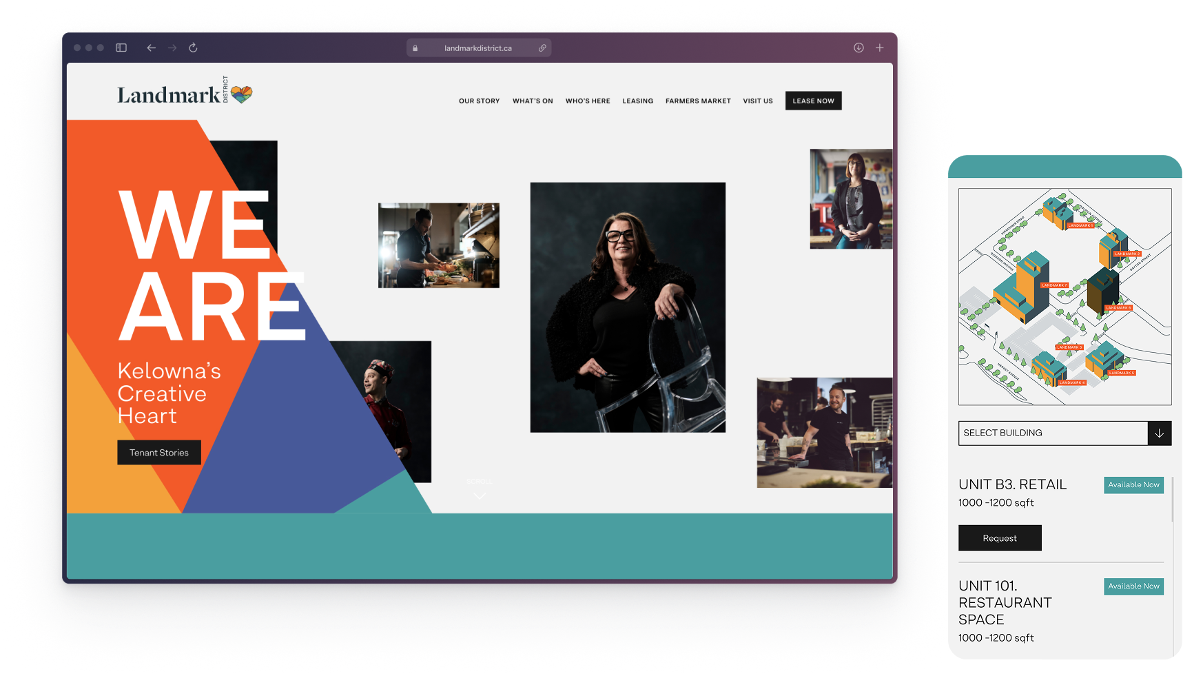The Landmark District site on desktop and mobile